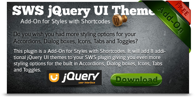 SWS jQuery UI Themes for Styles with Shortcodes