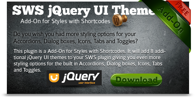 SWS jQuert UI Themes for Styles with Shortcodes