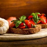 bruschetta appetizer with fresh tomatoes
