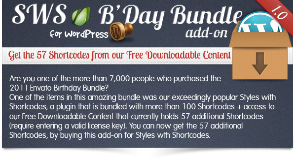 SWS B'Day Bundle add-on for Styles with Shortcodes