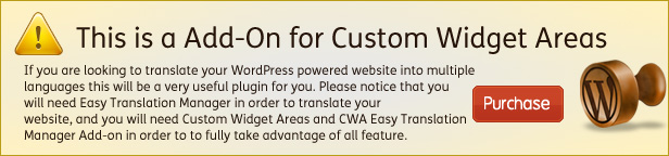 CWA Easy Translation Manager is a add-on for Custom Widget Areas for WordPress