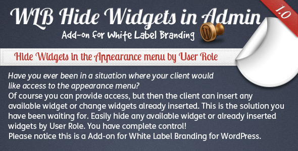 WLB Hide Widgets in Admin Add-on for White Label Branding for WordPress