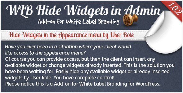 WLB Hide Widgets in Admin for White Label Branding for WordPress WLB Hide Widgets in Admin for White Label Branding for WordPress