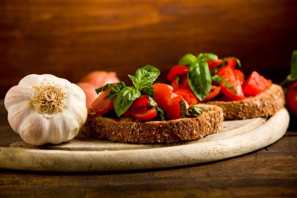 Bruschetta appetizer with fresh tomatoes (get the image on Photodun.net)